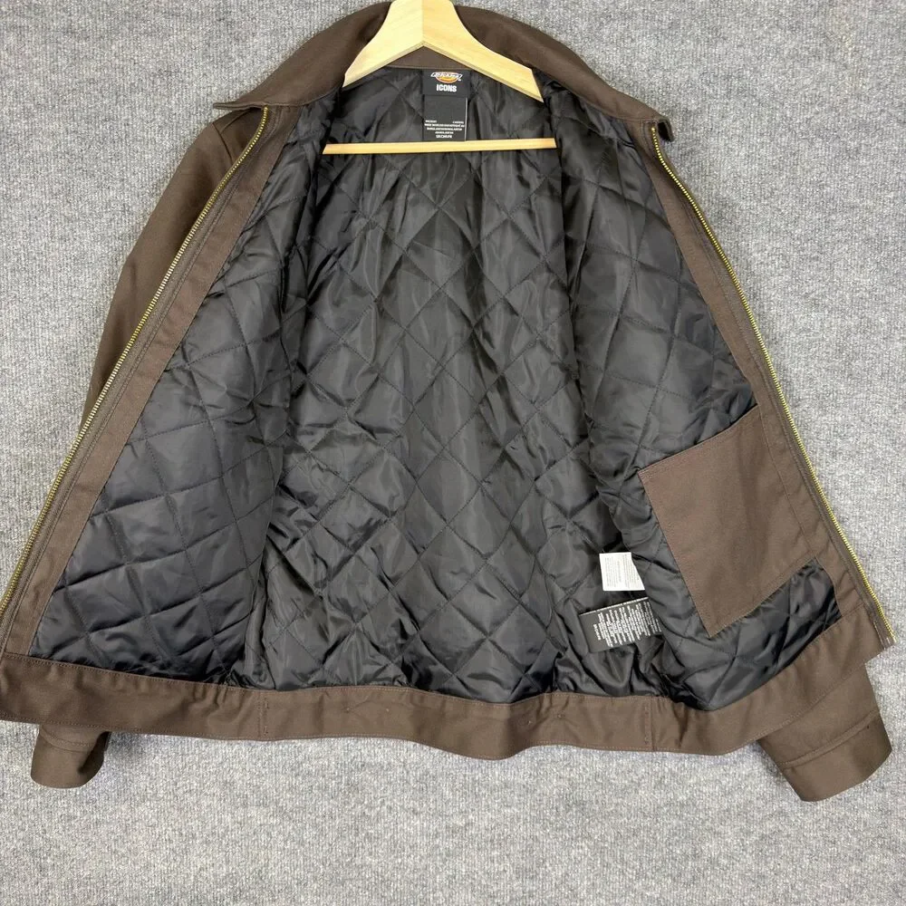Dickies Mens Eisenhower Icons Work Jacket Small Brown Quilted Lined Workwear